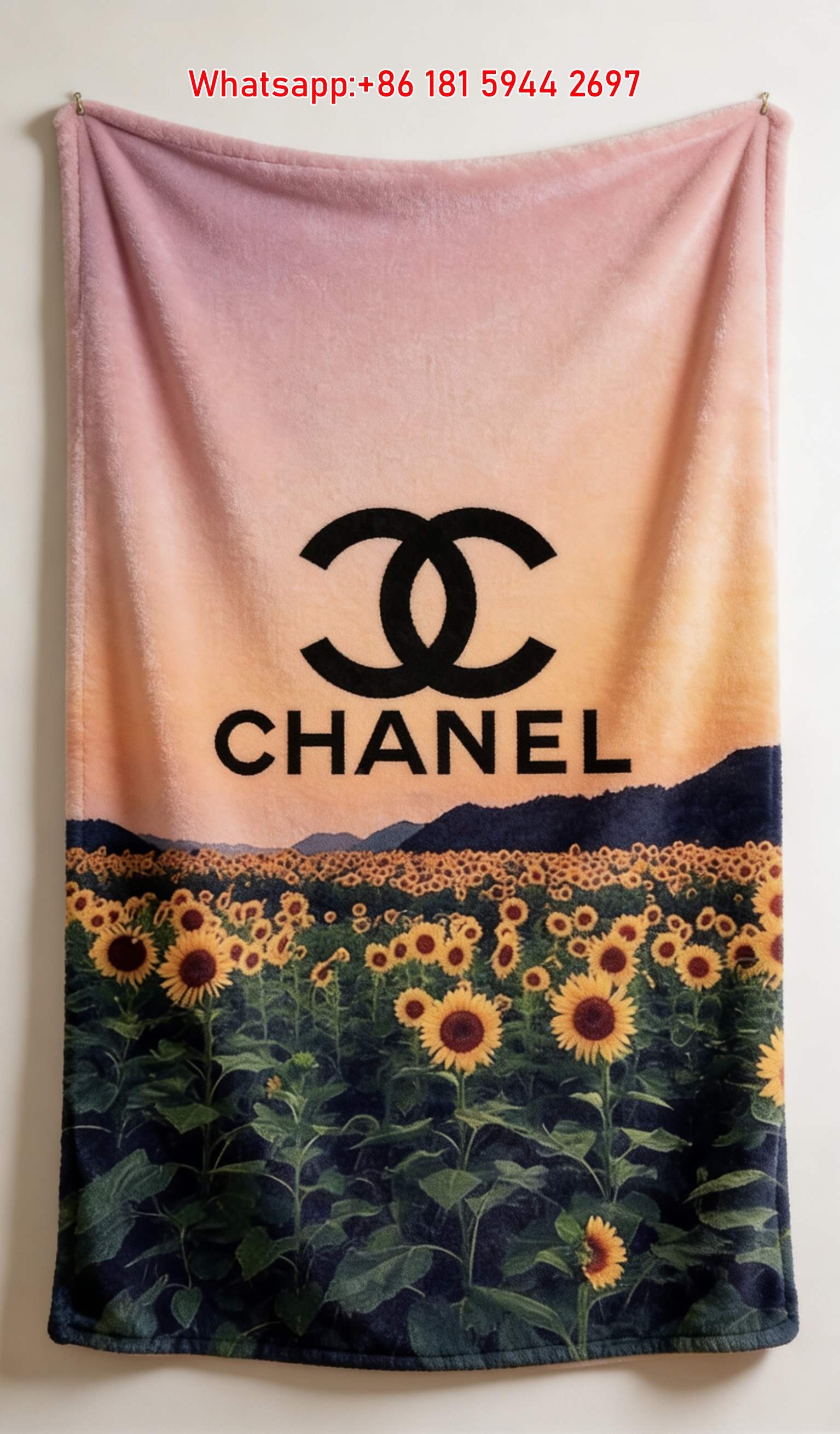 Chanel Flannel Throw Blanket Sunflower Sunset Art Print IMG_7329